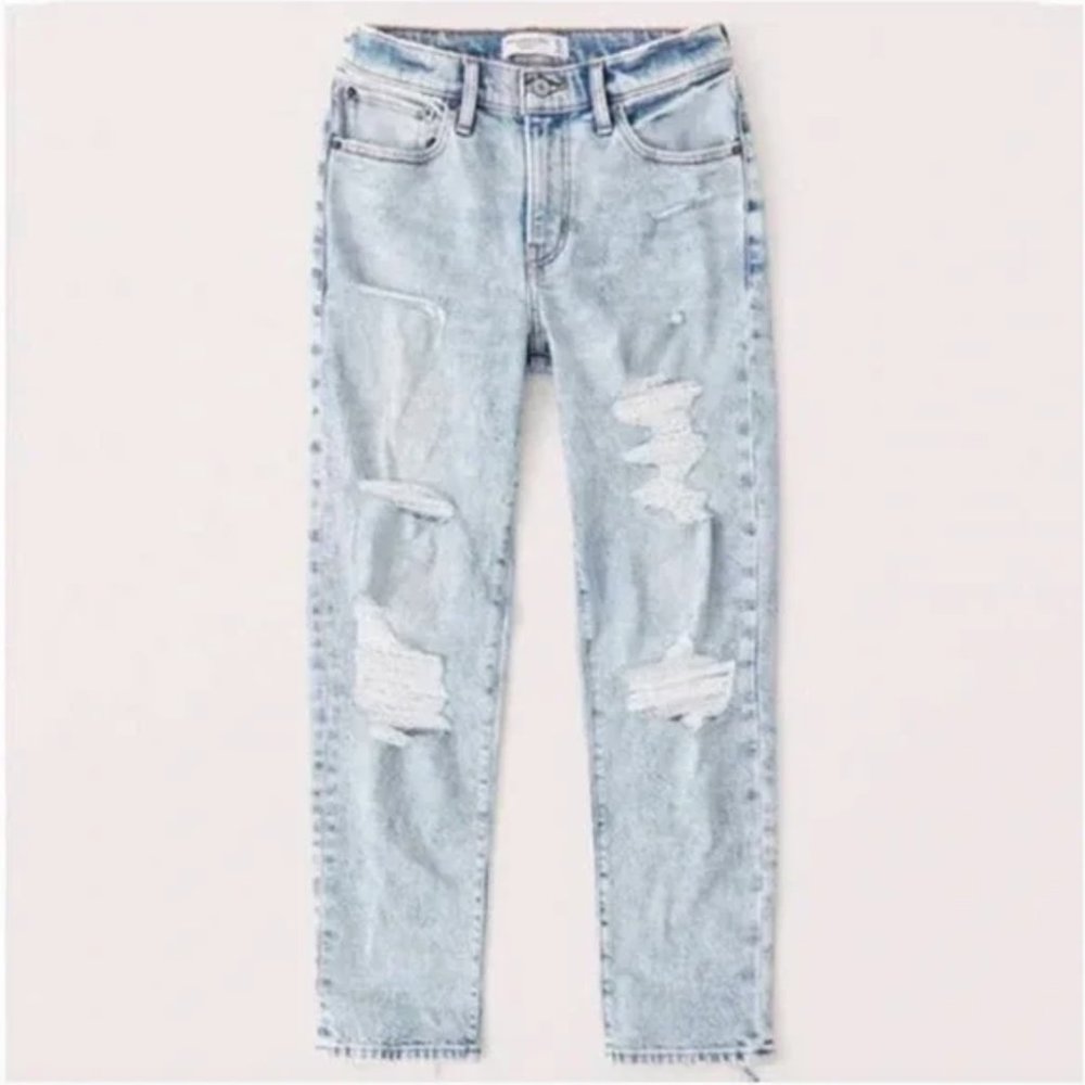 Abercrombie & Fitch The Boyfriend Mid Rise Distressed Jeans 6 SHORT